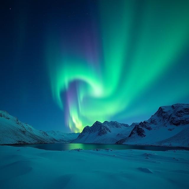 Nordlys over Tromsø fjelllandskap